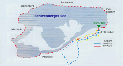 Skizze zur Streckenführung um den Senftenberger See
